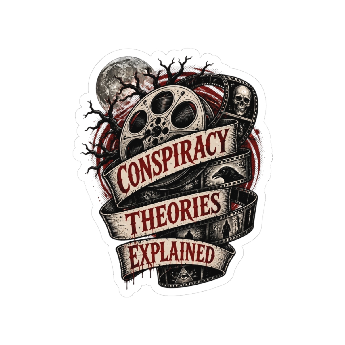 Wendigoon "CONSPIRACY THEORIES EXPLAINED" Sticker - alternate angle 1, merchandise